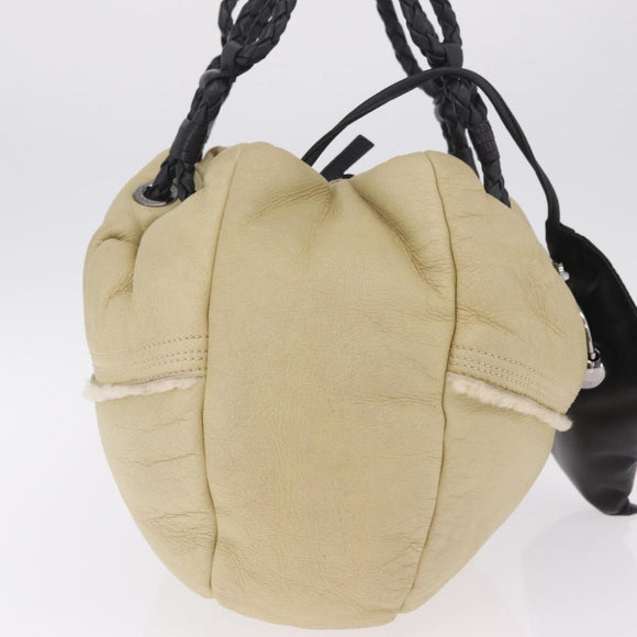 LOEWE Hand Bag Leather Green Silver Auth ka7029A