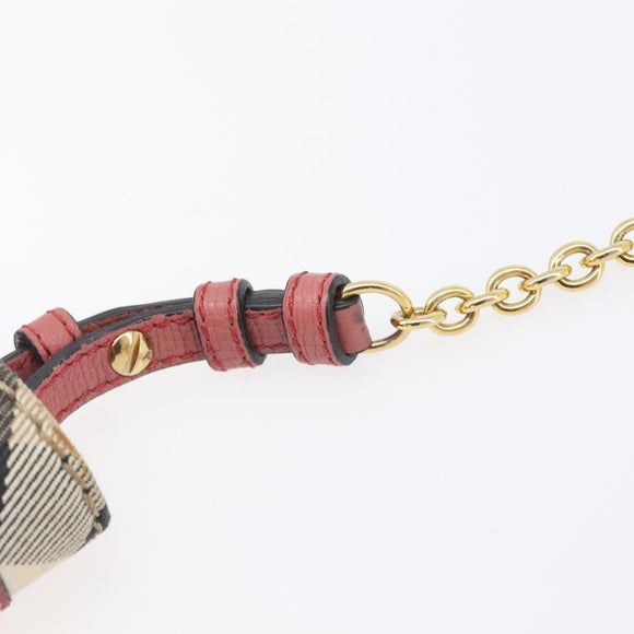 BURBERRY Nova Check Chain Shoulder Bag Canvas Leather Beige Gold Auth ka7030