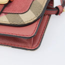 BURBERRY Nova Check Chain Shoulder Bag Canvas Leather Beige Gold Auth ka7030-14
