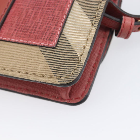 BURBERRY Nova Check Chain Shoulder Bag Canvas Leather Beige Gold Auth ka7030