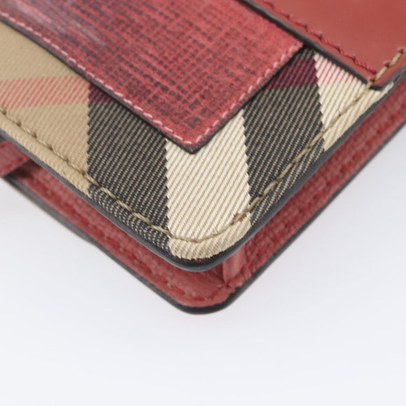 BURBERRY Nova Check Chain Shoulder Bag Canvas Leather Beige Gold Auth ka7030