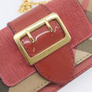 BURBERRY Nova Check Chain Shoulder Bag Canvas Leather Beige Gold Auth ka7030-18