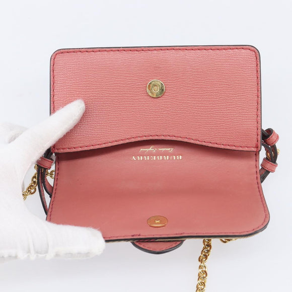 BURBERRY Nova Check Chain Shoulder Bag Canvas Leather Beige Gold Auth ka7030