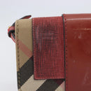 BURBERRY Nova Check Chain Shoulder Bag Canvas Leather Beige Gold Auth ka7030-4