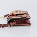 BURBERRY Nova Check Chain Shoulder Bag Canvas Leather Beige Gold Auth ka7030-6