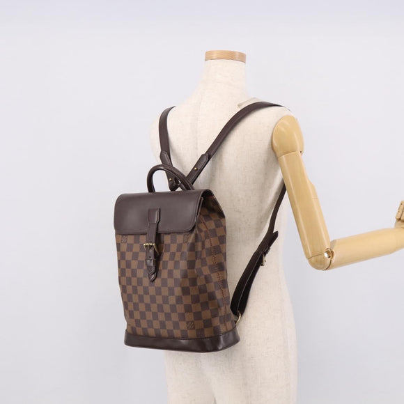 LOUIS VUITTON Damier Ebene Soho Backpack N51132 LV Auth ka7031