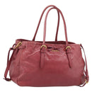 Miu Miu Tote Bag Leather 2way Pink Gold Auth ka7033A-1