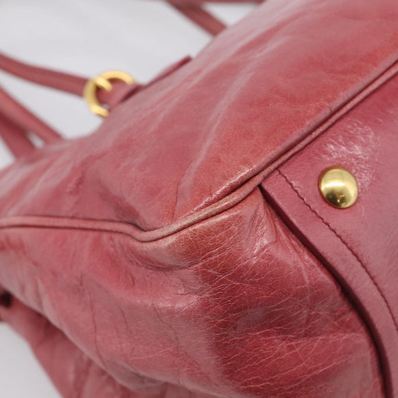 Miu Miu Tote Bag Leather 2way Pink Gold Auth ka7033A