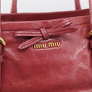 Miu Miu Tote Bag Leather 2way Pink Gold Auth ka7033A-16