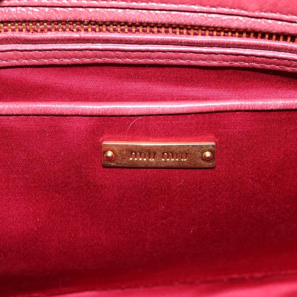 Miu Miu Tote Bag Leather 2way Pink Gold Auth ka7033A