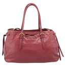 Miu Miu Tote Bag Leather 2way Pink Gold Auth ka7033A-2