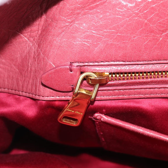 Miu Miu Tote Bag Leather 2way Pink Gold Auth ka7033A