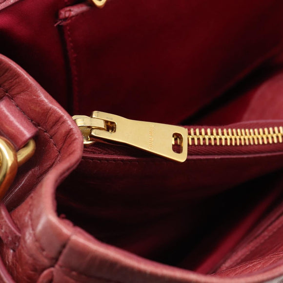 Miu Miu Tote Bag Leather 2way Pink Gold Auth ka7033A