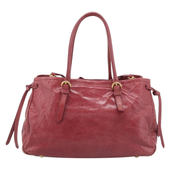 Miu Miu Tote Bag Leather 2way Pink Gold Auth ka7033A