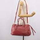 Miu Miu Tote Bag Leather 2way Pink Gold Auth ka7033A-30
