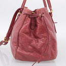 Miu Miu Tote Bag Leather 2way Pink Gold Auth ka7033A-4