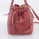 Miu Miu Tote Bag Leather 2way Pink Gold Auth ka7033A-5