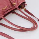 Miu Miu Tote Bag Leather 2way Pink Gold Auth ka7033A-7
