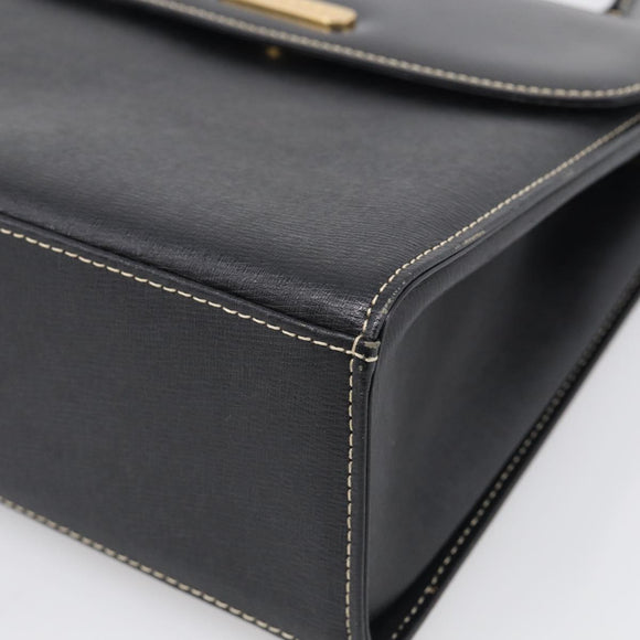 BURBERRY Hand Bag Leather Black Gold Auth ka7034