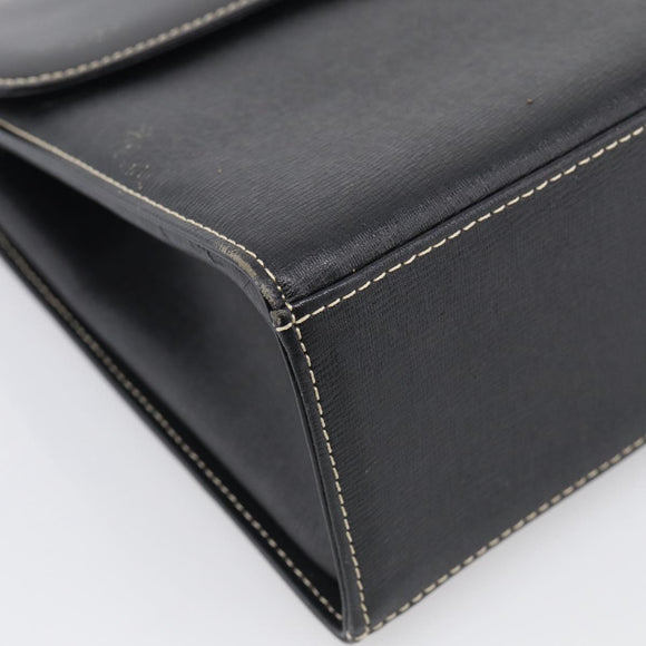 BURBERRY Hand Bag Leather Black Gold Auth ka7034
