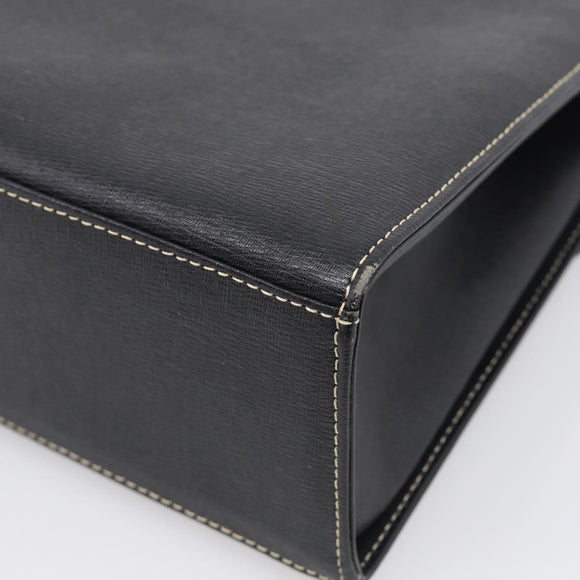 BURBERRY Hand Bag Leather Black Gold Auth ka7034