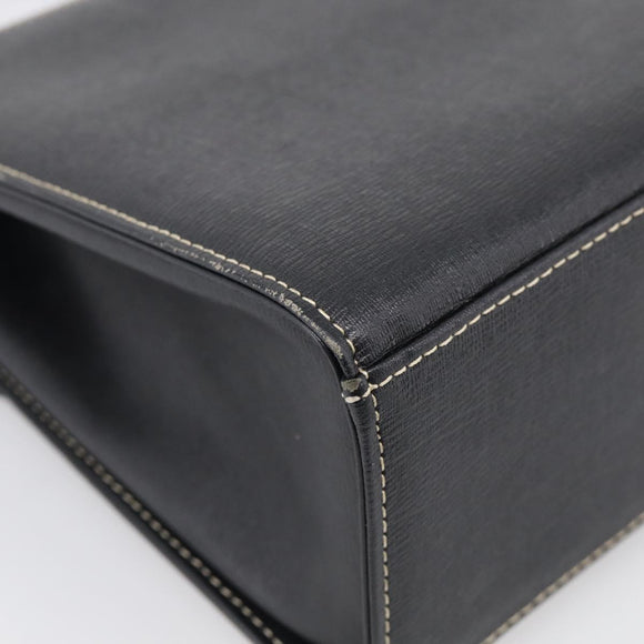 BURBERRY Hand Bag Leather Black Gold Auth ka7034
