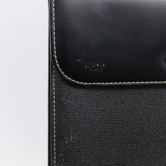 BURBERRY Hand Bag Leather Black Gold Auth ka7034