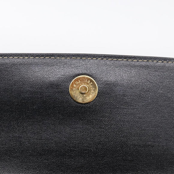 BURBERRY Hand Bag Leather Black Gold Auth ka7034