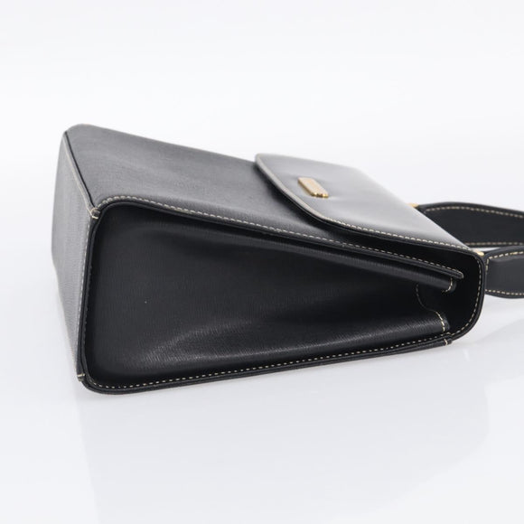 BURBERRY Hand Bag Leather Black Gold Auth ka7034