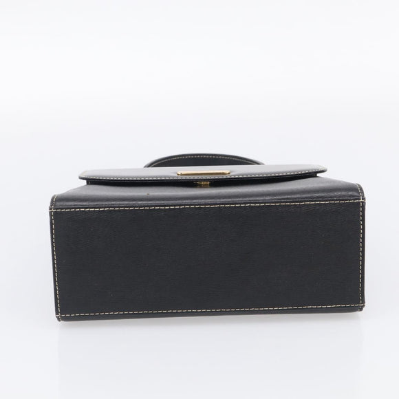 BURBERRY Hand Bag Leather Black Gold Auth ka7034