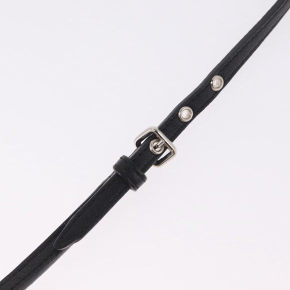 Miu Miu Matelasse Shoulder Bag Leather Black Silver Auth ka7035M