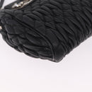 Miu Miu Matelasse Shoulder Bag Leather Black Silver Auth ka7035M-12