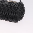 Miu Miu Matelasse Shoulder Bag Leather Black Silver Auth ka7035M-13