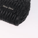Miu Miu Matelasse Shoulder Bag Leather Black Silver Auth ka7035M-15