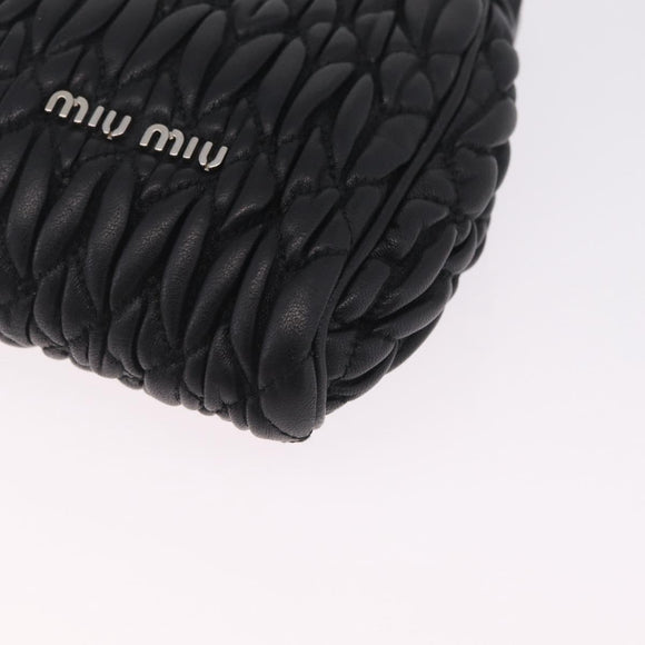 Miu Miu Matelasse Shoulder Bag Leather Black Silver Auth ka7035M