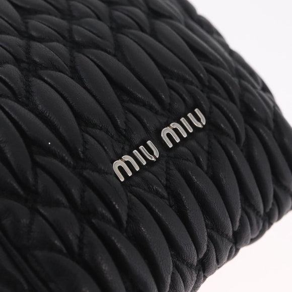 Miu Miu Matelasse Shoulder Bag Leather Black Silver Auth ka7035M