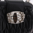 Miu Miu Matelasse Shoulder Bag Leather Black Silver Auth ka7035M-17