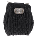 Miu Miu Matelasse Shoulder Bag Leather Black Silver Auth ka7035M-2
