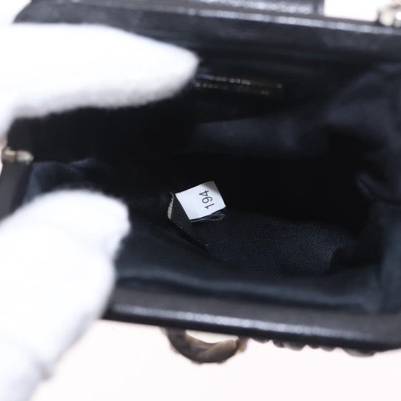 Miu Miu Matelasse Shoulder Bag Leather Black Silver Auth ka7035M