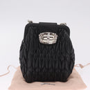 Miu Miu Matelasse Shoulder Bag Leather Black Silver Auth ka7035M-24