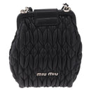 Miu Miu Matelasse Shoulder Bag Leather Black Silver Auth ka7035M-3