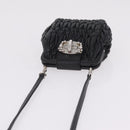 Miu Miu Matelasse Shoulder Bag Leather Black Silver Auth ka7035M-6