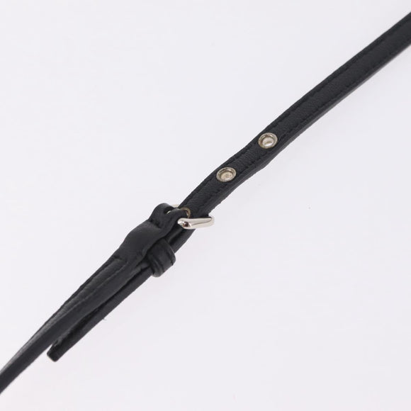 Miu Miu Matelasse Shoulder Bag Leather Black Silver Auth ka7035M