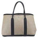 HERMES Garden Party PM Hand Bag Tower Ash Beige Silver Auth ka7037-3