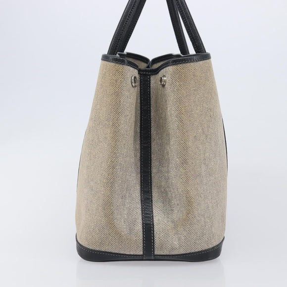 HERMES Garden Party PM Hand Bag Tower Ash Beige Silver Auth ka7037
