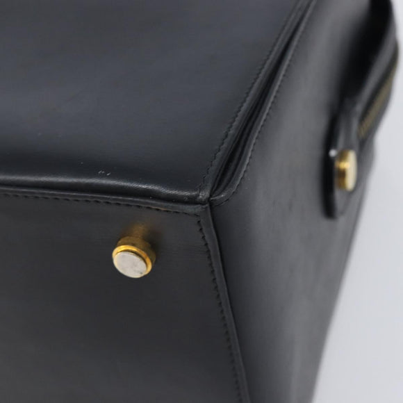Salvatore Ferragamo Gancini Hand Bag Leather Black Gold Auth ka7039