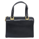 Salvatore Ferragamo Gancini Hand Bag Leather Black Gold Auth ka7039-2