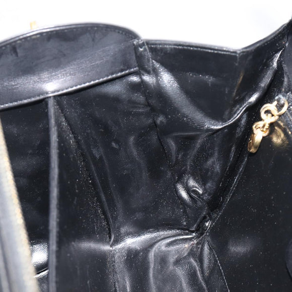 Salvatore Ferragamo Gancini Hand Bag Leather Black Gold Auth ka7039