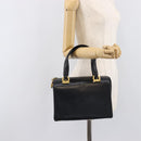 Salvatore Ferragamo Gancini Hand Bag Leather Black Gold Auth ka7039-26