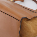 CELINE Trapeze Hand Bag Suede Leather 2way Beige Gold Auth ka7040-14